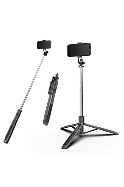 Techsuit Stick selfie stabil cu trepied, telecomandă, 158 cm - (Q05) - Negru
