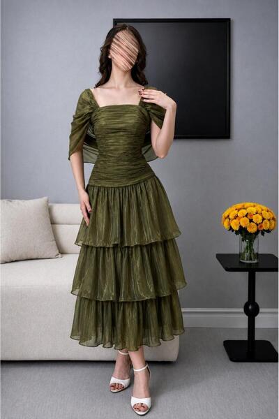 led style Beautiful Multi-Layered Midi Dress
