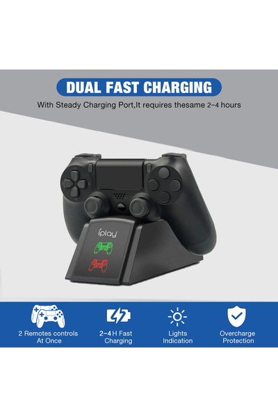 Choice Black PS4 Controller Fast Charging Dock Station Dual Charger Stand wit...