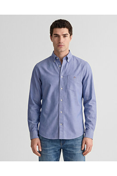 Gant Erkek Mavi Regular Fit Logolu Gömlek