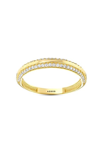 Assos Pırlanta Altın Taşlı Yarımtur Yüzük - 14K