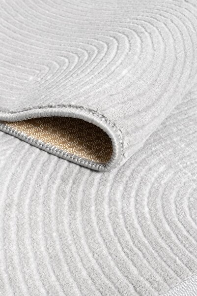 Valery Home Merinos Rölyef Joy Gri Kaymaz Taban Kesme Halı Yolluk Pon Pon