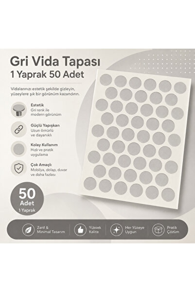 KarapolatYapı Yapışkanlı Yapıştırma Vida Tapası Tıpası Gri Vida Kapatıcı Kapa...
