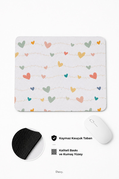 Duxy Mouse pad din cauciuc cu model inimă, 19 cm, bază anti-alunecare, confor...