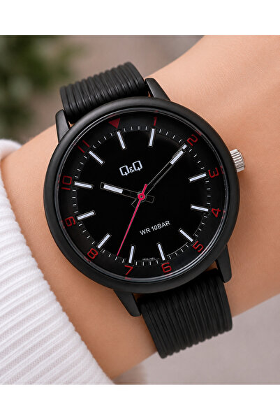 Q&Q 10 Atm Waterproof Silicone Strap Unisex Wristwatch with 2 Years Warranty