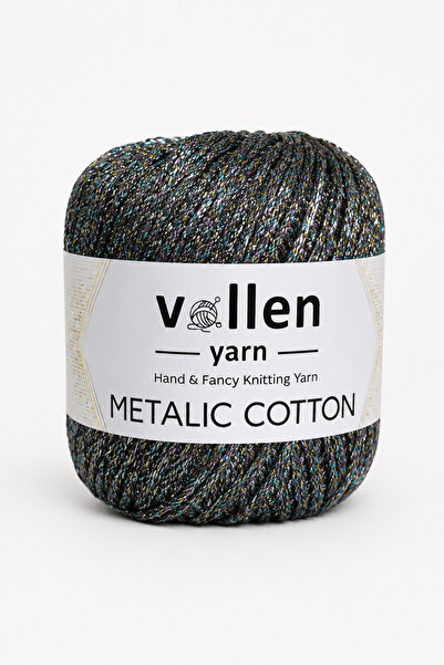 vollen yarn Premium Metalik Koton Simli El Örgü İpi – Simli İp, 50 g 100 m, –...
