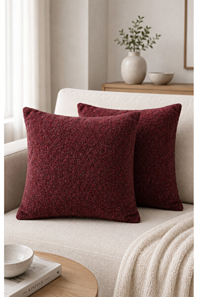 BURCIN HOME Burgundy Throw Pillow Cover Set of Two Decorative Premium Texture...
