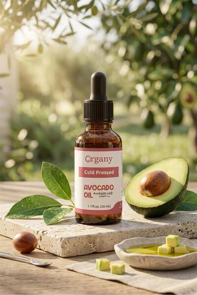Organy Cold Pressed Avocado Oil 100% Natural, Supports the Skin Barrier, Hair Nourishing Care Oil, Avocado Oil 50 ml