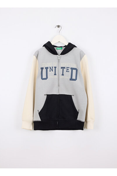 Benetton Krem Erkek Çocuk Baskılı Sweatshirt 3EB5C505L