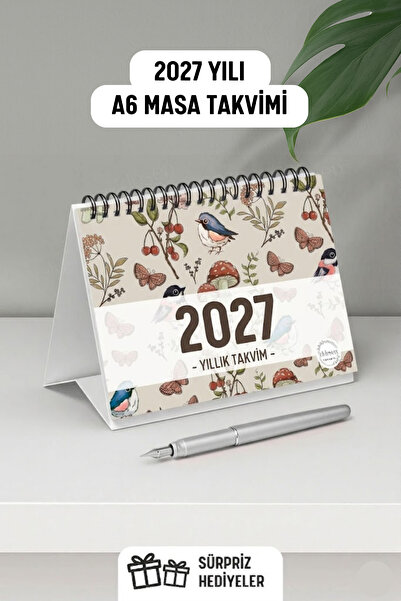 Eldesen Tasarım 2027 Masa Takvimi Spiralli A6 (15x12cm) Orta Boy / Resmi Tati...