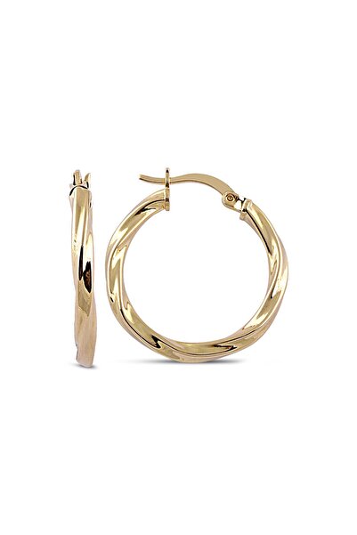SUNSHINE 925 Ayar Gold Kaplamalı 2,5 Cm Burgu Halka Gümüş Küpe