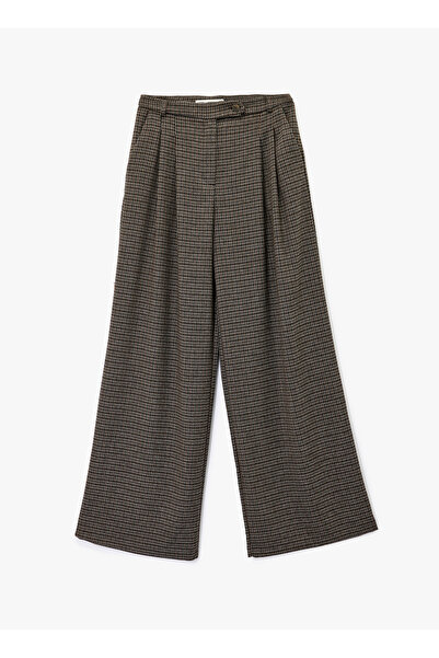 Koton Kahverengi Kadın Loose Fit Kaz Ayağı Pantolon 6WAK40042EW