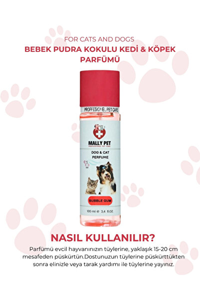 MALLY PET PROFESSIONEL PET CARE Bubble Gum Kokulu Kedi ve Köpek Parfümü 100 Ml