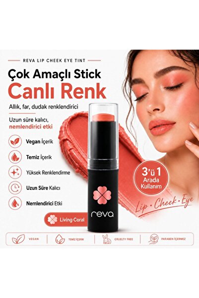 REVA Çok Amaçlı Stick Allık, Far, Dudak Renklendirici & Lip Cheek Eye Tint-ve...