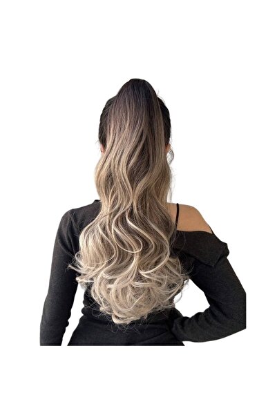 The Casius. Extensie de păr tip coadă de cal, 50 cm, blond platinat ombré