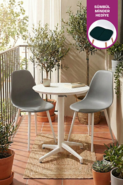 VİLİNZE Tilia Plastik Bahçe Balkon Bistro Seti Katlanır Masa 60*60 cm
