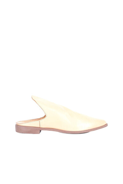Bueno Shoes Papuci plati de damă din piele bej 01wn0139