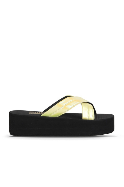 Bueno Shoes شبشب نسائي بكعب عريض من Yellow Lemon -Sipahi 26wt230164