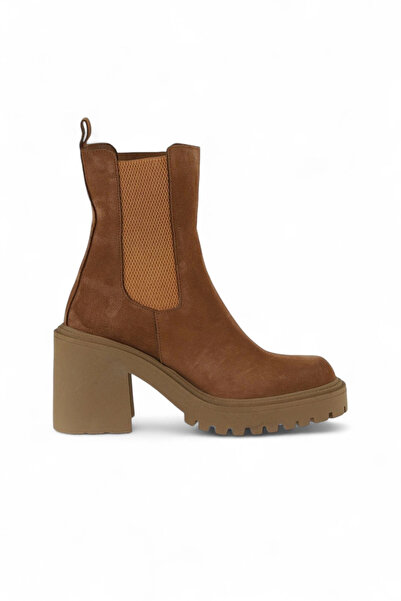 Bueno Shoes Cizme cu toc pentru femei din piele intoarsa deschisa maro 01wv5400
