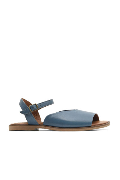 Bueno Shoes Sandale plate de damă din piele albastră 01wa5702