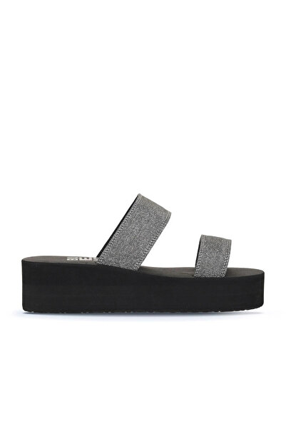Bueno Shoes Antracit uvozne svetlucave ženske papuče na tankoj peti 26wt752550