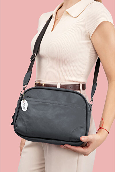 westbag Women's Anthracite Genuine Leather Daily Shoulder Bag with Pockets an...