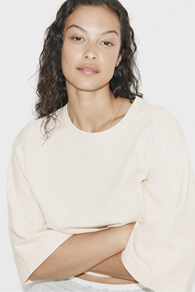 H&M Pamuklu ve Kısa Kollu Sweatshirt