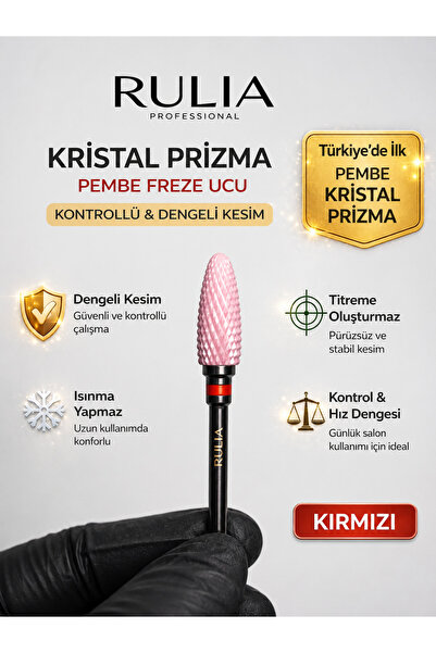 Rulia Professional Pembe Seramik Freze Ucu | Kristal Prizma Karbit | Kırmızı ...