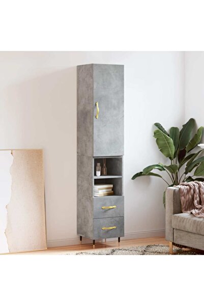 Concept Dulap înalt, gri beton, 34,5x34x180 cm, lemn prelucrat