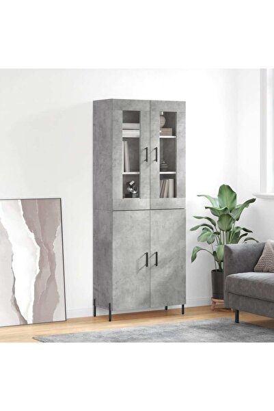 Concept Dulap înalt, gri beton, 69,5x34x180, lemn compozit