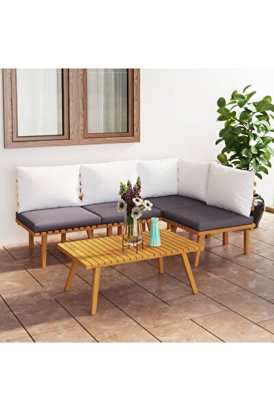 Concept Set mobilier de grădină cu perne, 5 piese, lemn masiv acacia