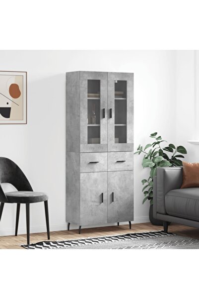 Concept Dulap înalt, gri beton, 69,5x34x180, lemn compozit