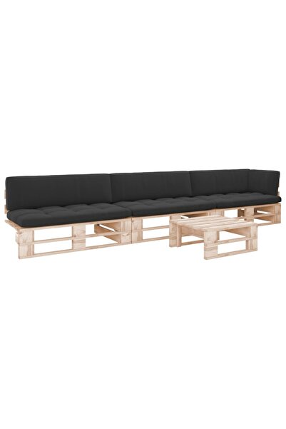 Concept Set mobilier paleți cu perne, 4 piese, lemn de pin tratat