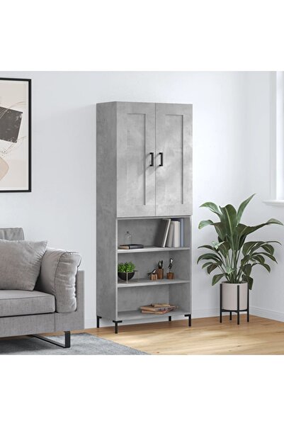 Concept Dulap înalt, gri beton, 69,5x34x180, lemn compozit