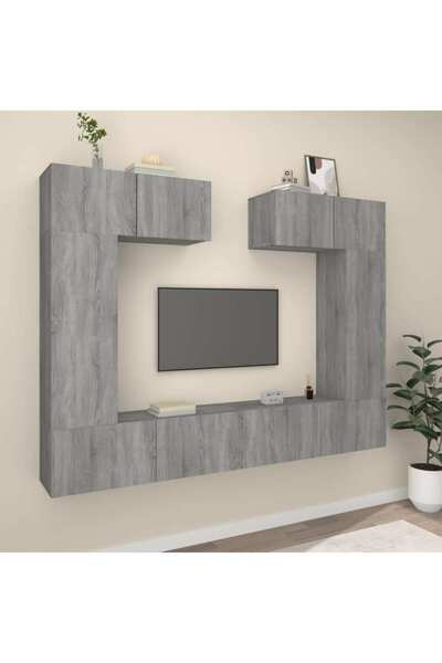 Concept Set comodă TV, 6 piese, gri sonoma, lemn prelucrat