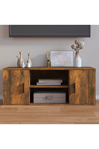 Concept Comodă TV, stejar fumuriu, 100x35x40 cm, lemn prelucrat