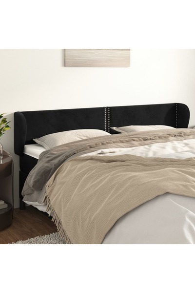 Concept Tăblie de pat cu aripioare negru 203x23x78/88 cm catifea