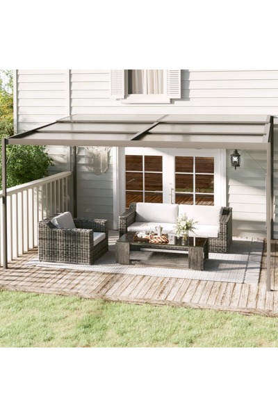 Concept Pavilion cu acoperiș, antracit, 4x3x2,5 m, aluminiu și oțel