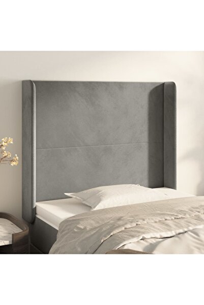 Concept Tăblie de pat cu aripioare gri deschis 103x16x118/128cm catifea