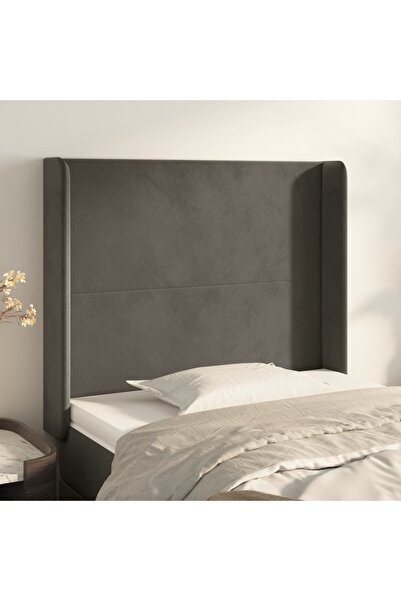 Concept Tăblie de pat cu aripioare gri închis 83x16x118/128 cm catifea