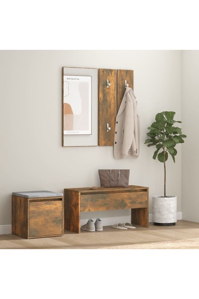 Concept Set de mobilier pentru hol, stejar fumuriu, lemn prelucrat
