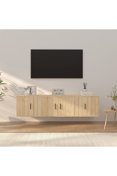 Concept Set dulap TV, 3 piese, stejar sonoma, lemn prelucrat