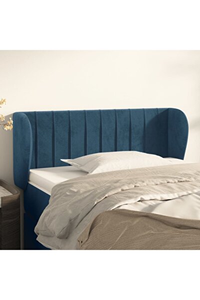 Concept Tăblie pat cu aripioare albastru închis 103x23x78/88 cm catifea