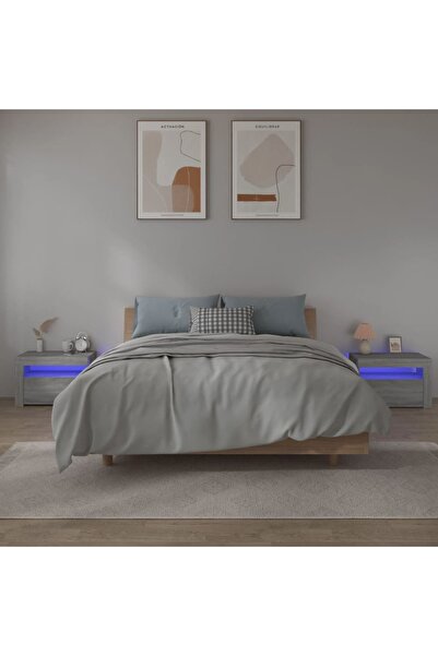 Concept Noptiere cu LED-uri, 2 buc., gri sonoma, 60x35x40 cm