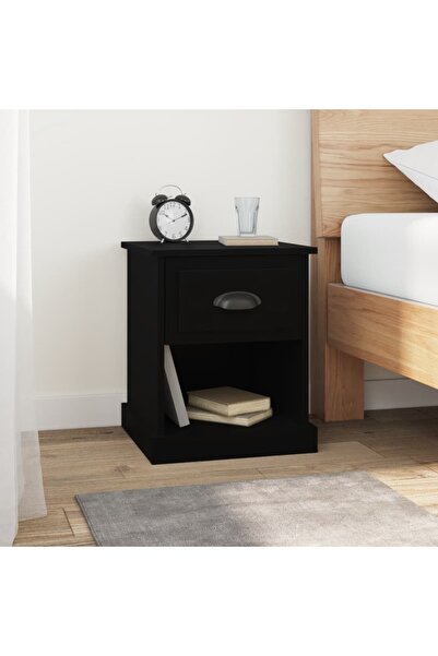 Concept Noptiere, 2 buc, negru, 39x39x47,5 cm, lemn prelucrat