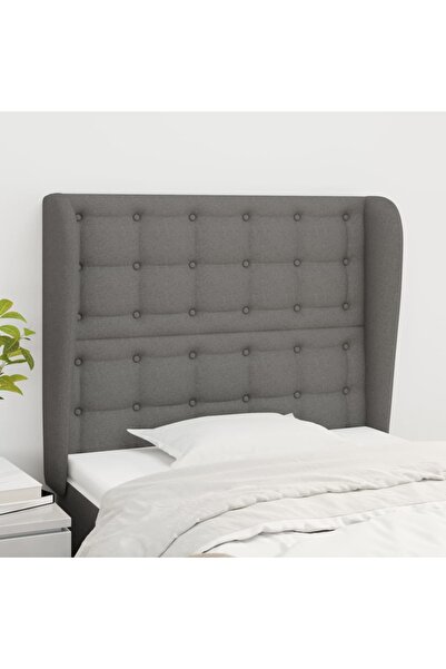 Concept Tăblie de pat cu aripioare gri închis 93x23x118/128 cm textil