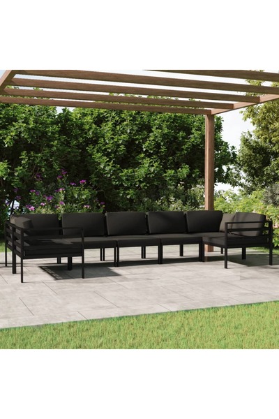 Concept Set mobilier de grădină cu perne, 7 piese, antracit, aluminiu