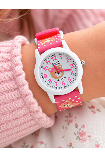 Q&Q 10 Atm Waterproof Girls' Wristwatch with Silicone Strap