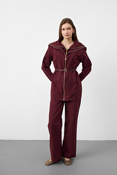 Basicpark Mürdüm Women's Fluid Cotton Textured Layer Detailed Premium Suit wi...