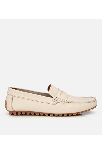 Hotiç Men's Leather Ecru Flexible Sole Casual Loafer